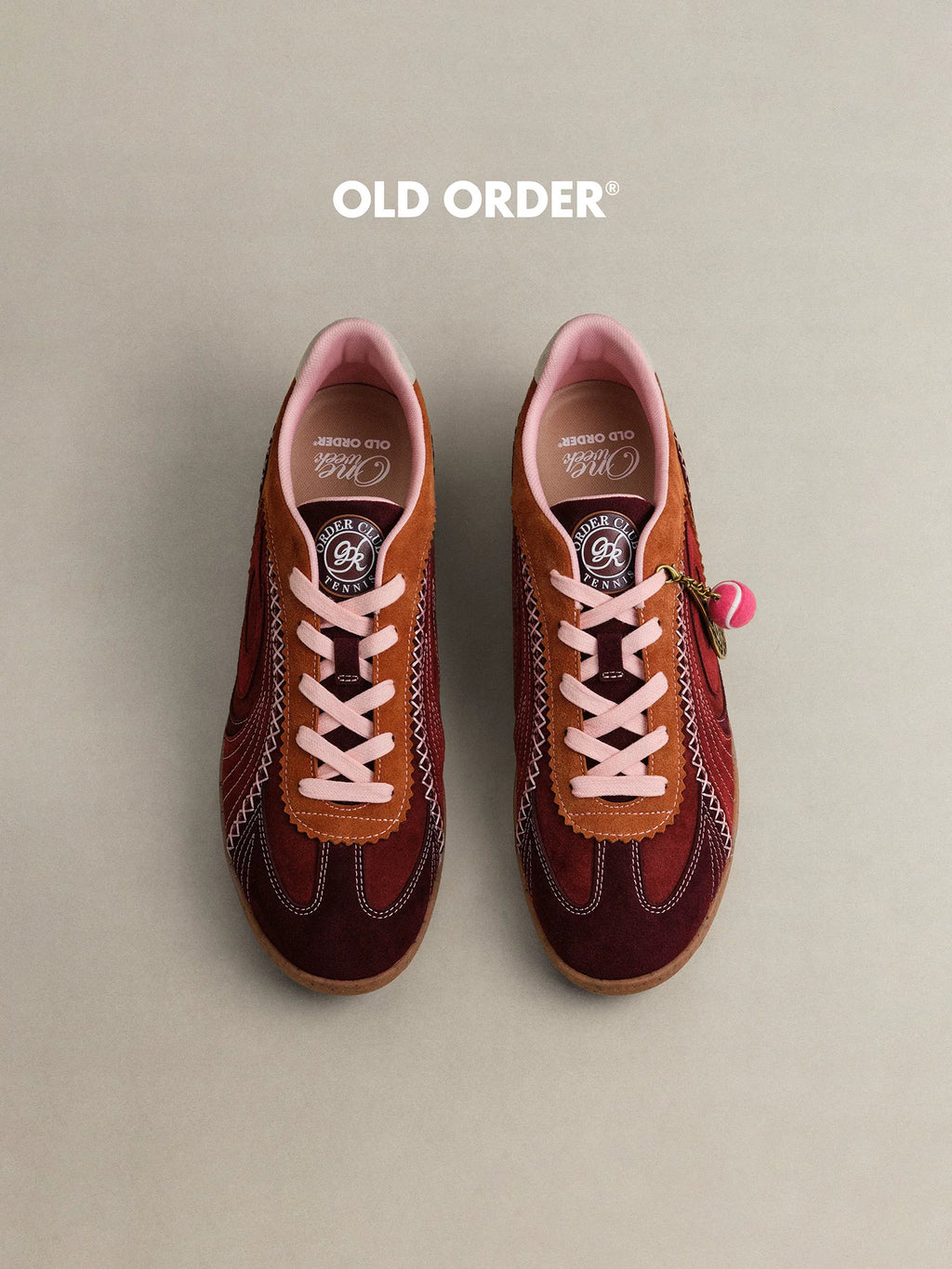 OLD ORDER Tennis Club French Red Brown Suede Sneaker