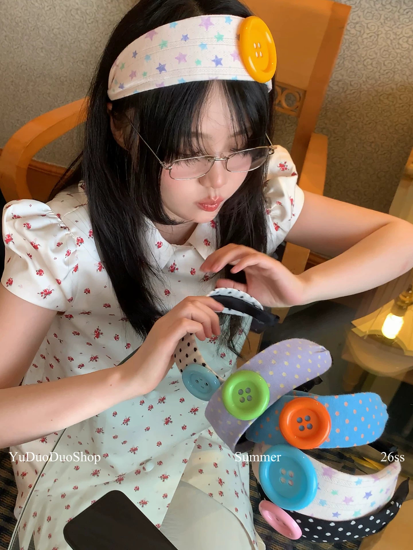 YuDuoDuo Polka Dot Star Accent Headband