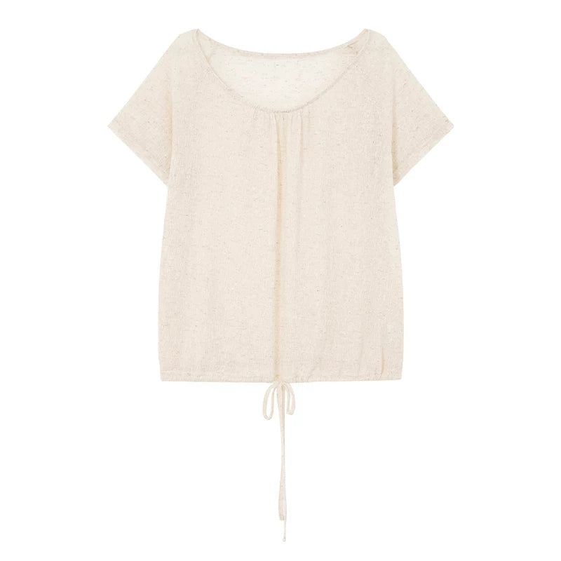 KANO Woven Ribbon Ruffle Scarf Tee Set