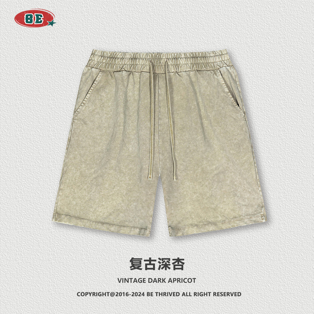 BE THRIVED Vintage Washed 100% Cotton Breathable Straight-Leg Shorts