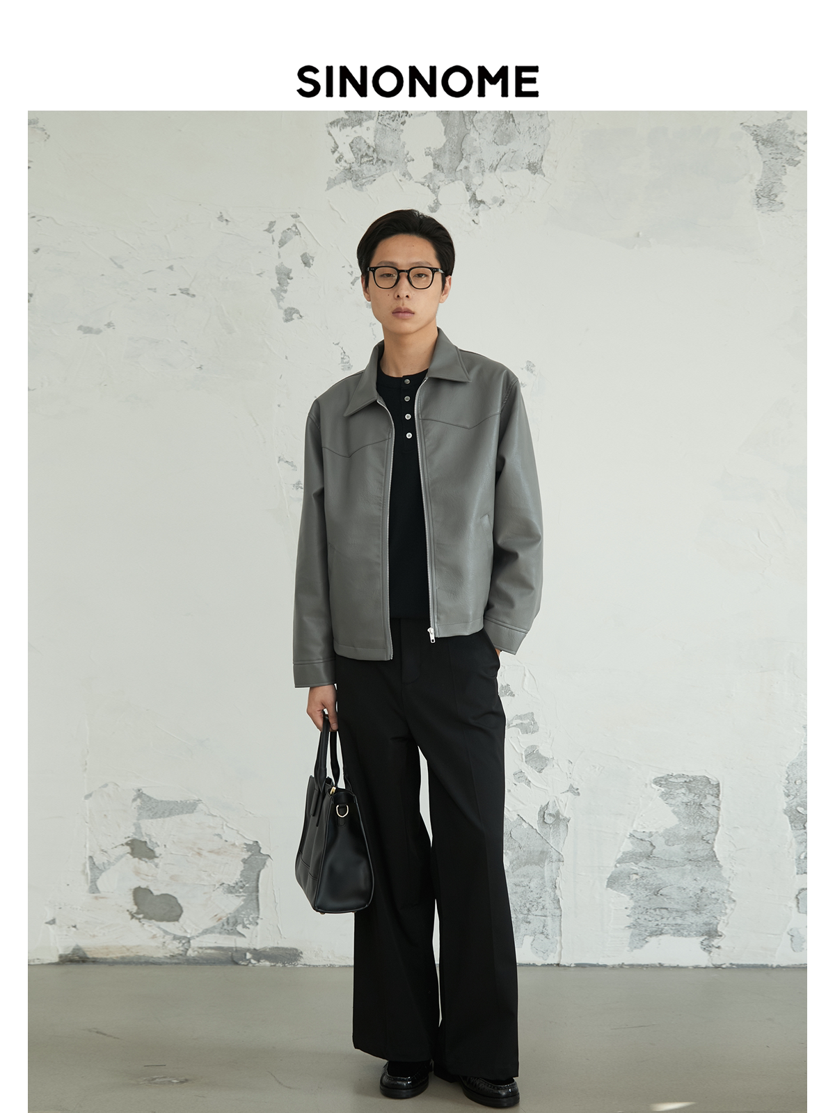 SINONOME faux PU short leather jacket cleanfit
