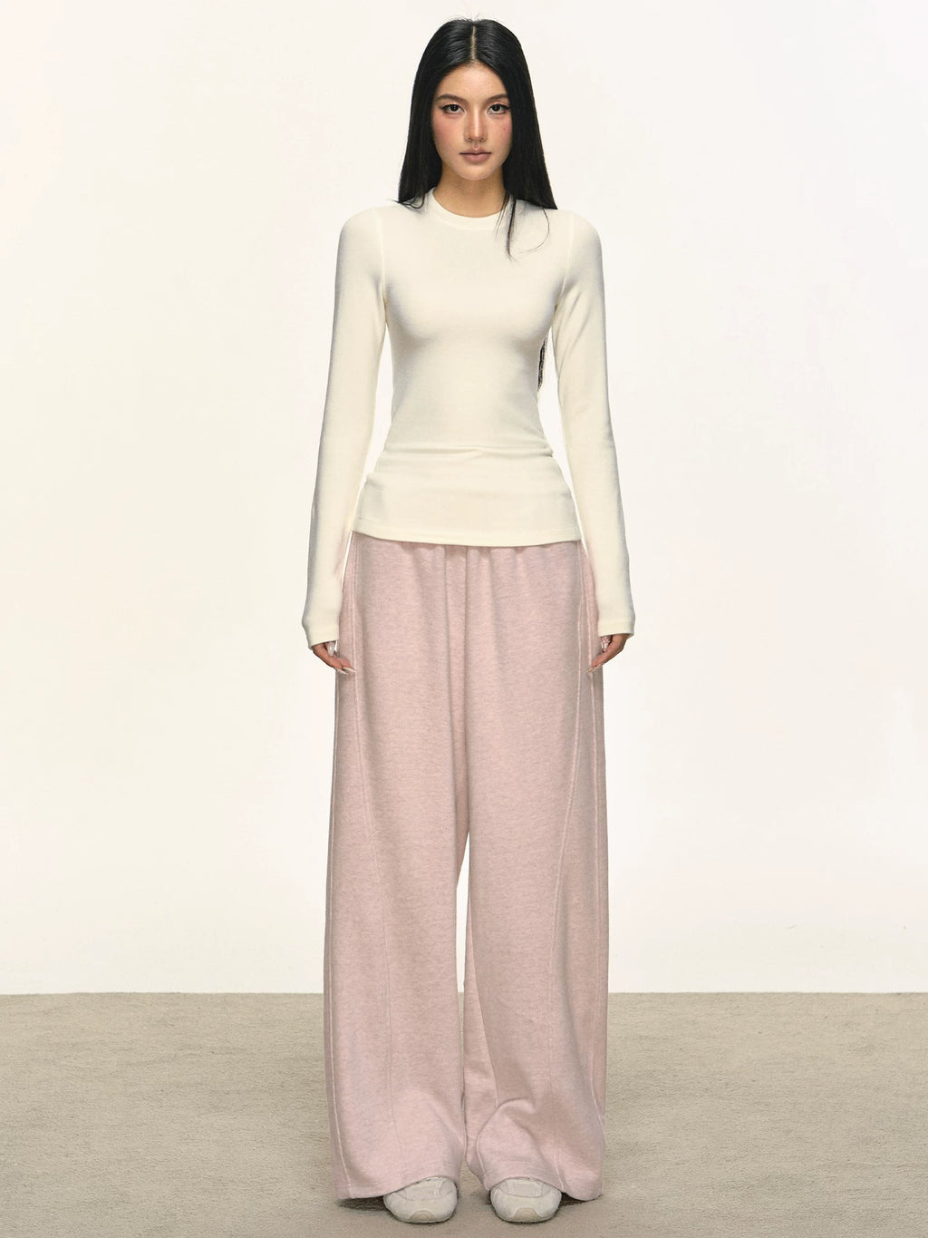Anna Aneae Round Neck Inner with Fleece Slim and Thin Long Sleeves