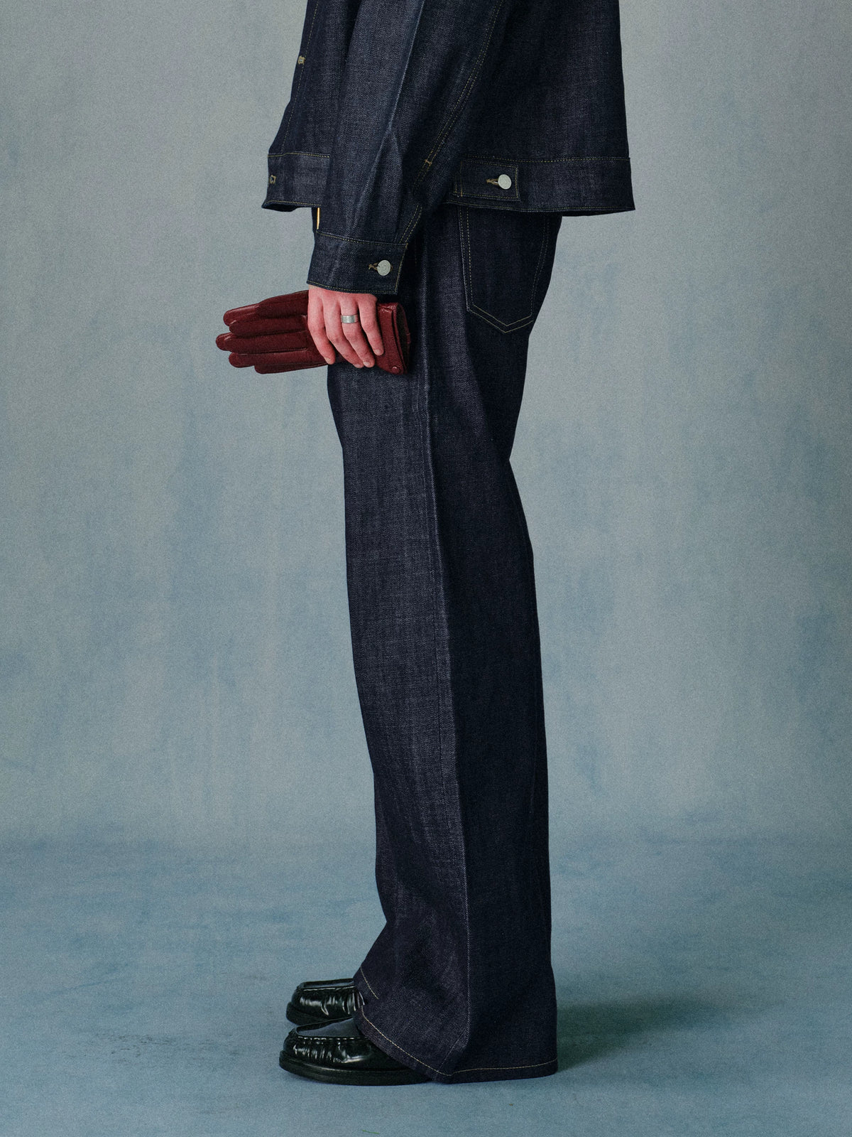 Azure Lisseur Raw Denim Slightly Flared Wide-Leg Jeans