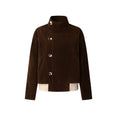 DIMC Suede Button Stand Collar Loose Jacket