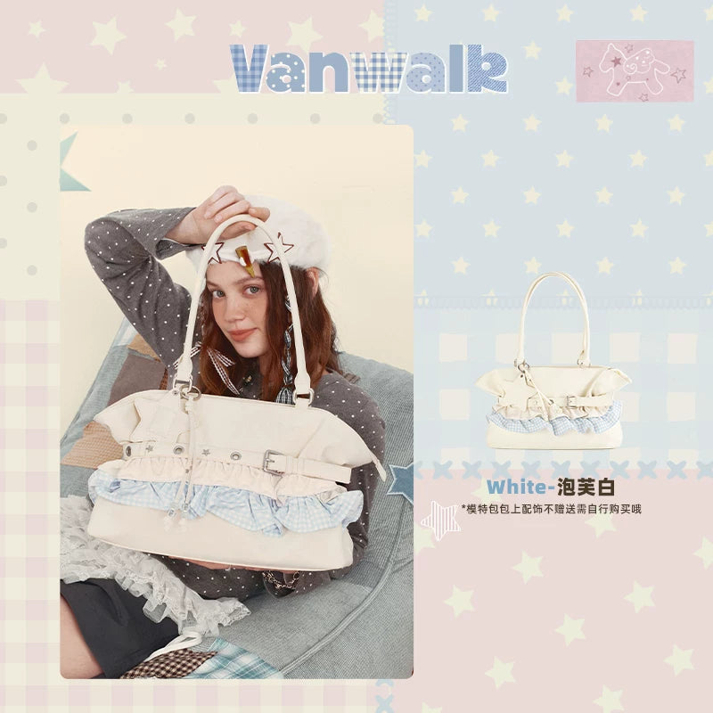 VANWALK Caramel Faux Leather Bucket Tote Bag - Zip Top