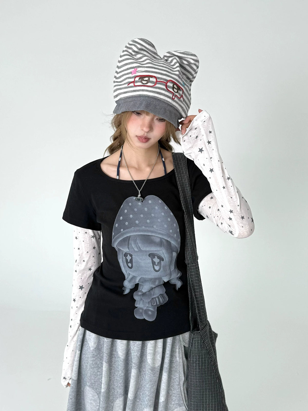 Kasugano TOO Embroidered Cartoon Drawstring Cap