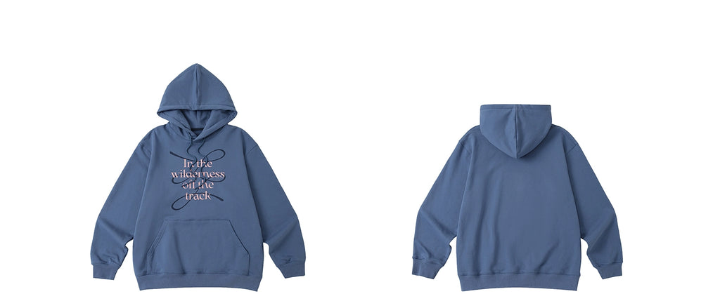 LR MADE Line Slogan Theme Print Hooded Sweater
