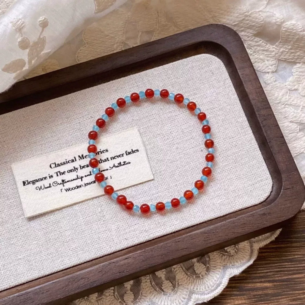 LIDAYE Red Agate Fish Stackable Bracelet