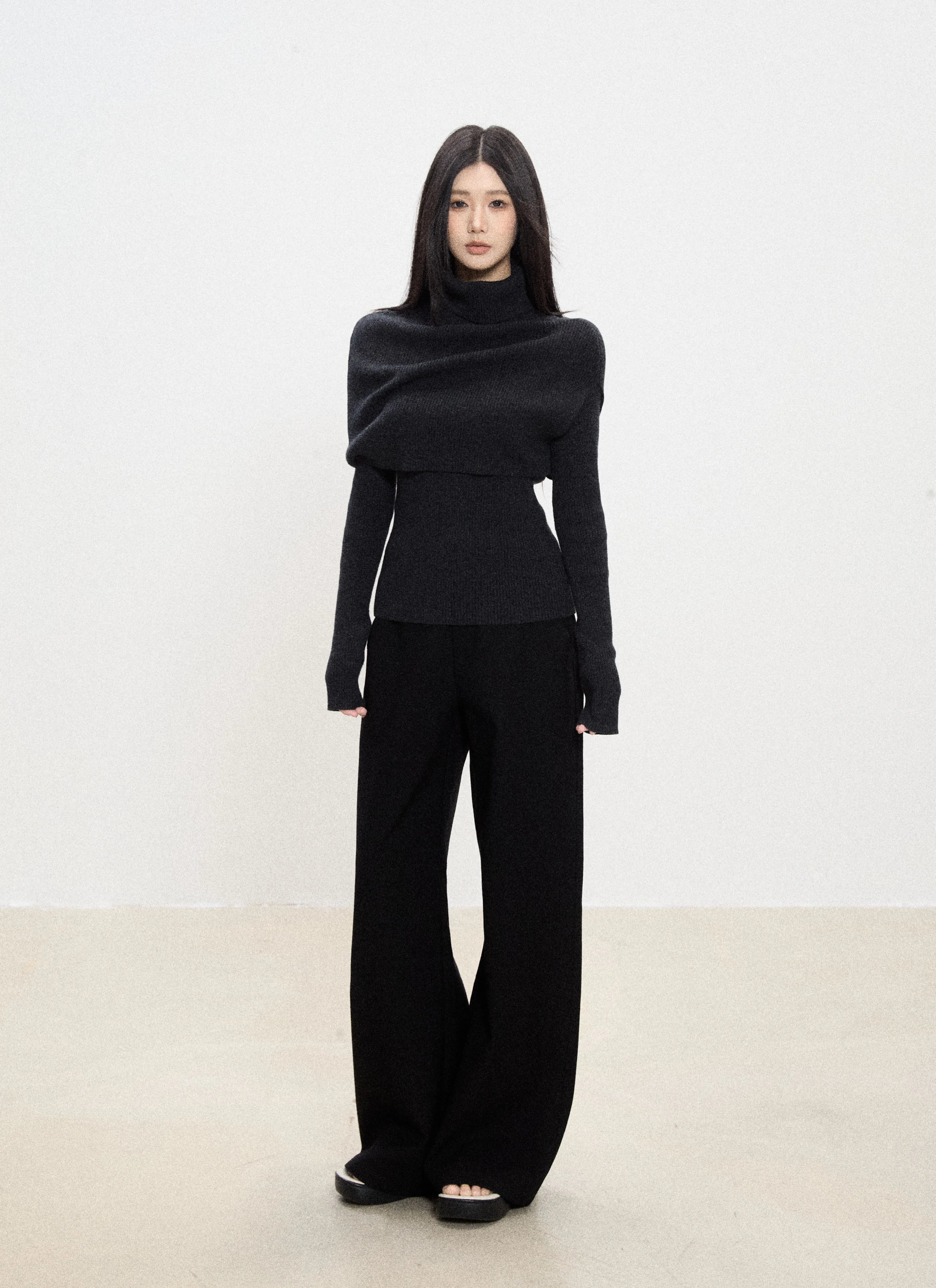 WITHMIN Slim and Thin Bottom Knitted Long Sleeves