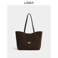 LOSEA Faux Leather Magnetic Snap Shoulder Bag - Caramel