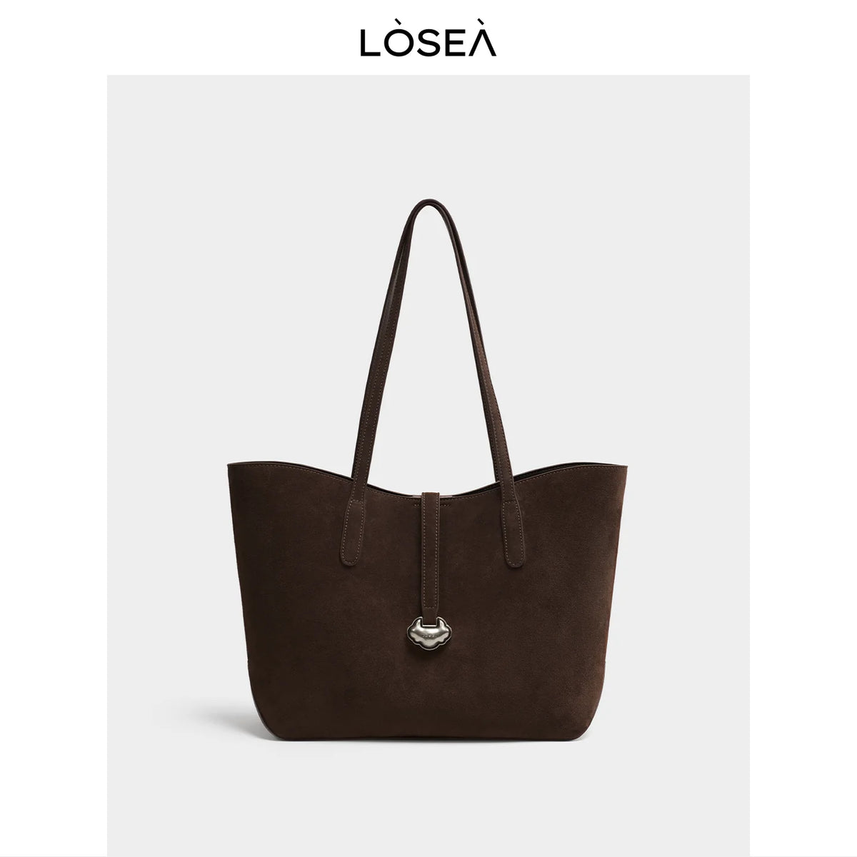 LOSEA Faux Leather Magnetic Snap Shoulder Bag - Caramel