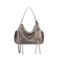 JANDRESS Bronze Woven Faux Leather Hobo Shoulder Bag - Zip Top