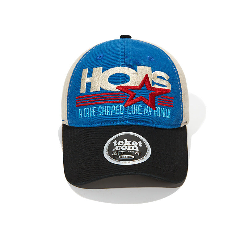WASC Embroidered Color Block Cotton Baseball Cap