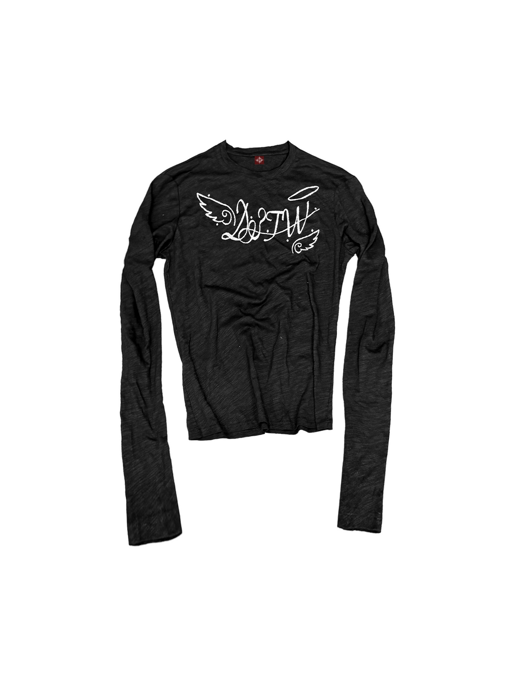 DETW Angel Slogan Cotton Slimming Long-Sleeve Tee