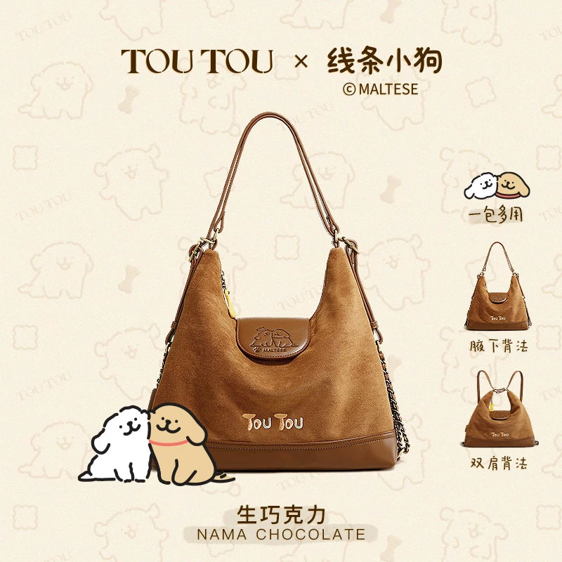 TOUTOU Faux Leather Zip-Top Shoulder Bag
