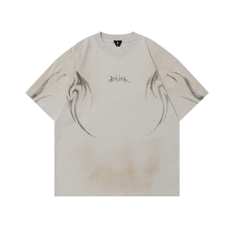 #OVDY 270g heavy tie dye shoulder round neck tee