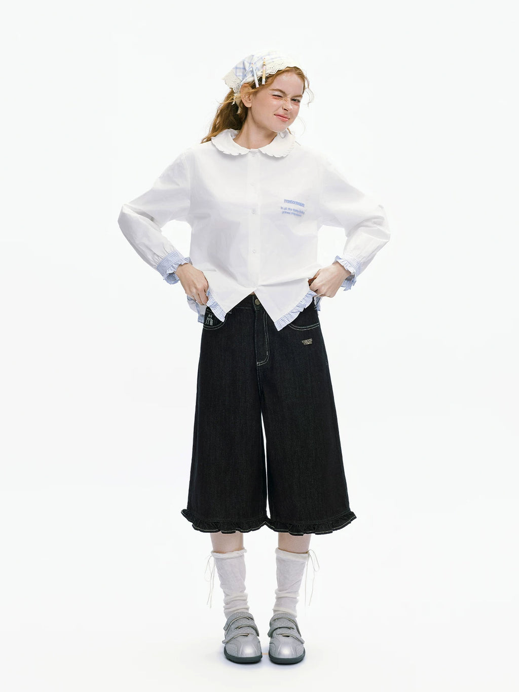 MASOOMAKE High-Waist Loose Capri Jeans