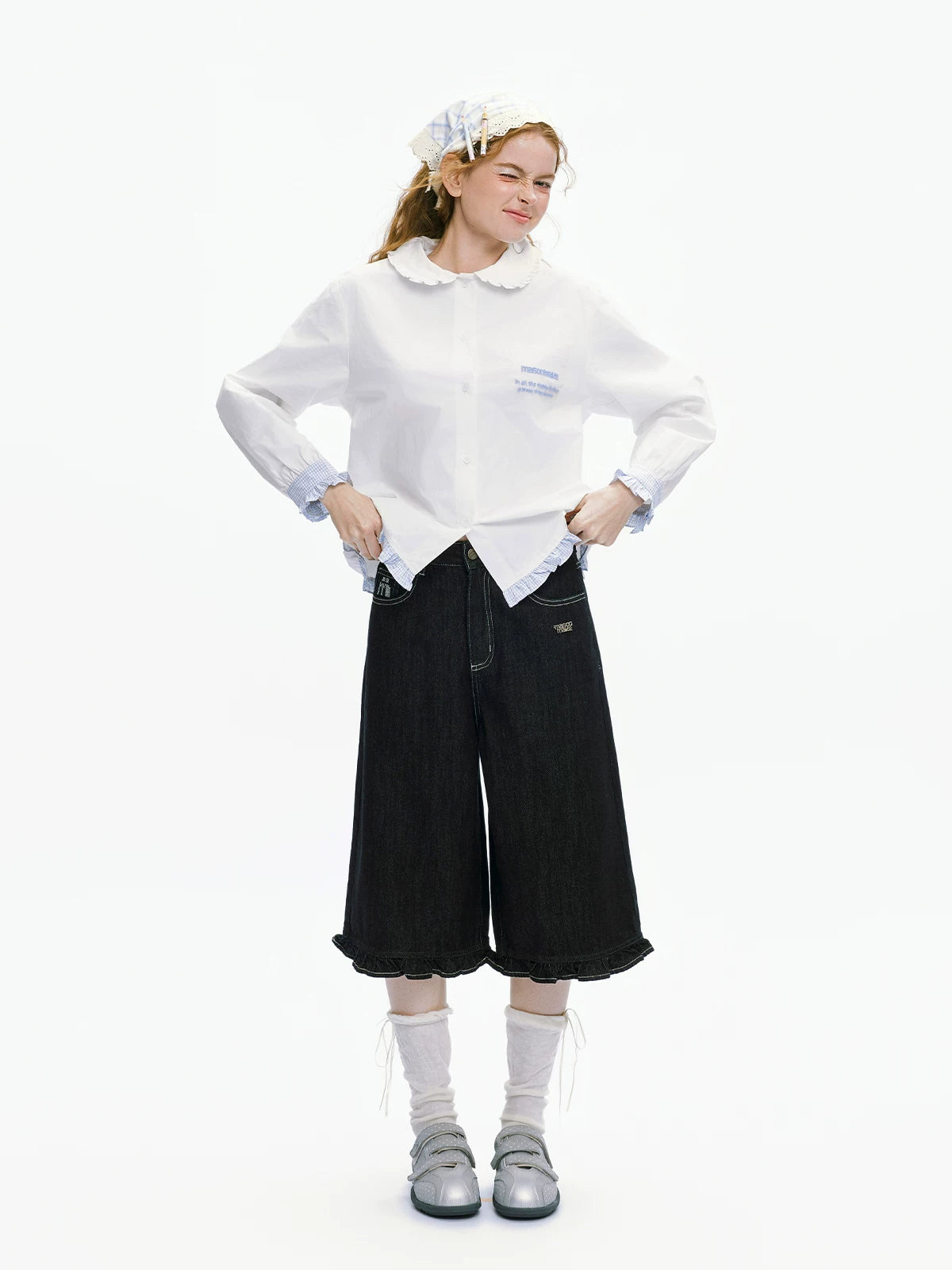 MASOOMAKE High-Waist Loose Capri Jeans