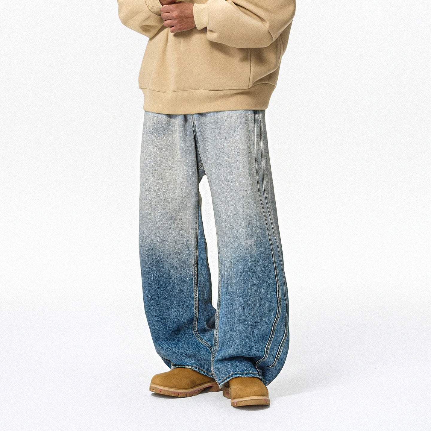 Inflation Gradual Change Worn Wide Leg Jeans