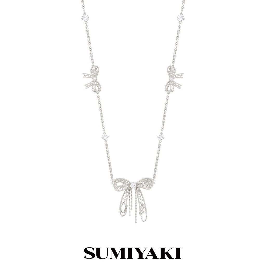 SUMIYAKI Lace Bow Collarbone Chain Necklace