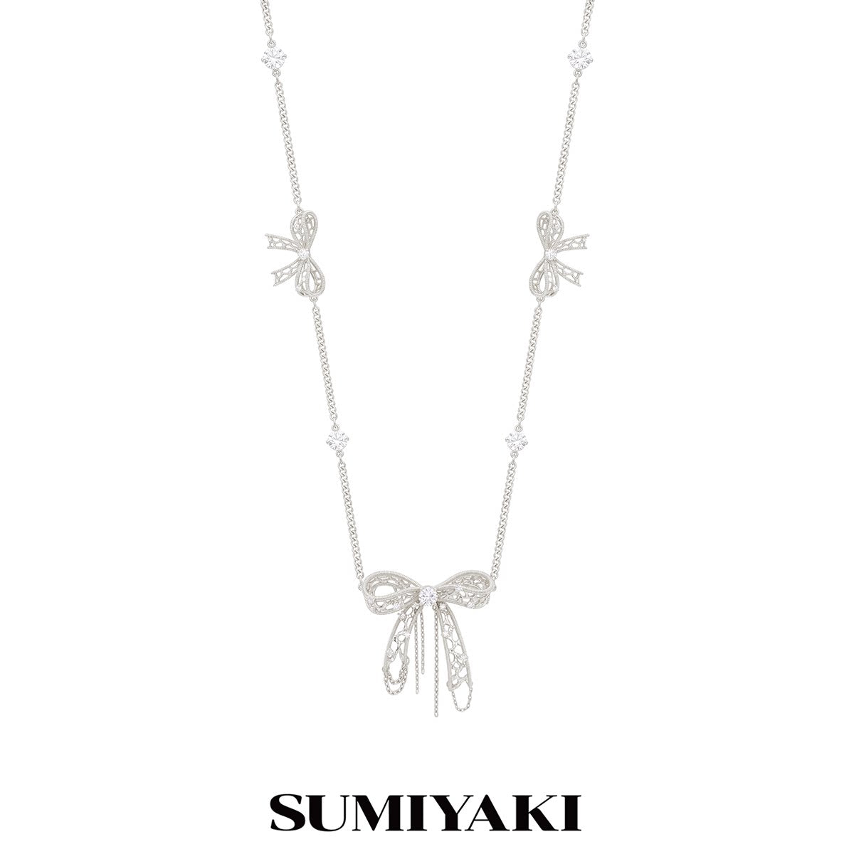 SUMIYAKI Lace Bow Collarbone Chain Necklace