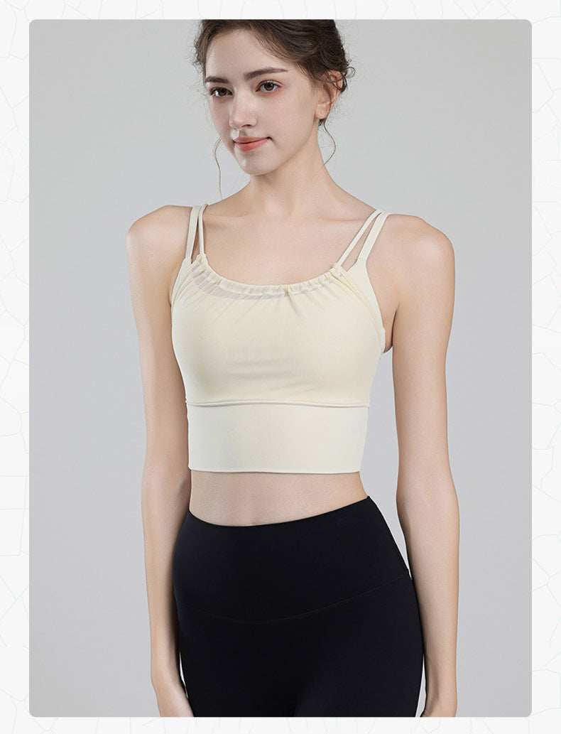 TIANQINGSE Fake Two Pieces with Chest Pads To Gather Underwear Sports Vest