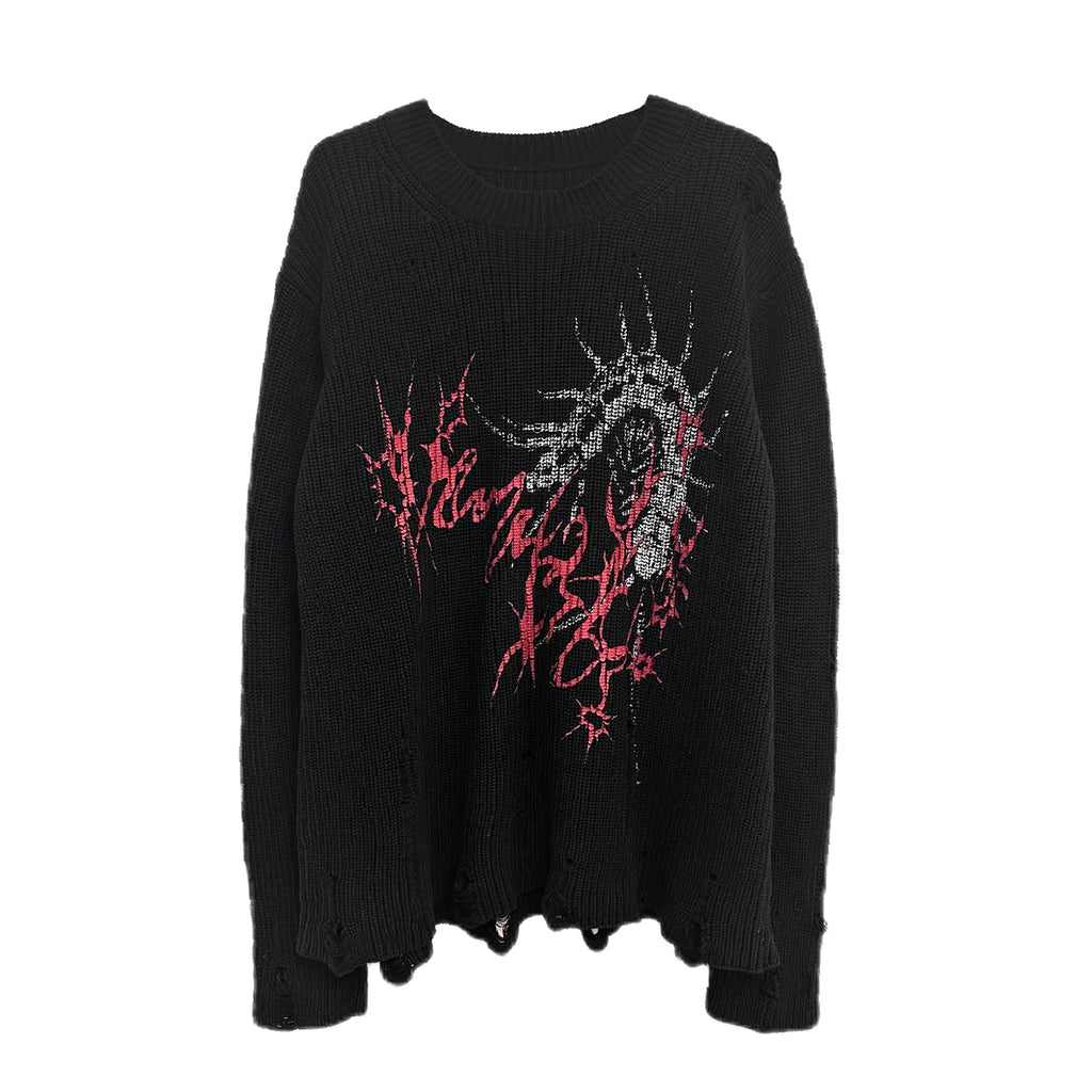 Wetbody Pullover Hole Loose Neutral Sweater