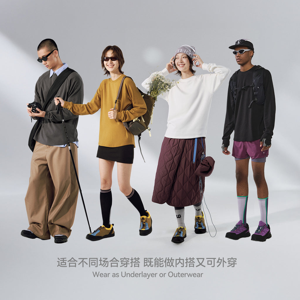Inflation Warm Shoulders Loose Crew Neck Long Sleeves