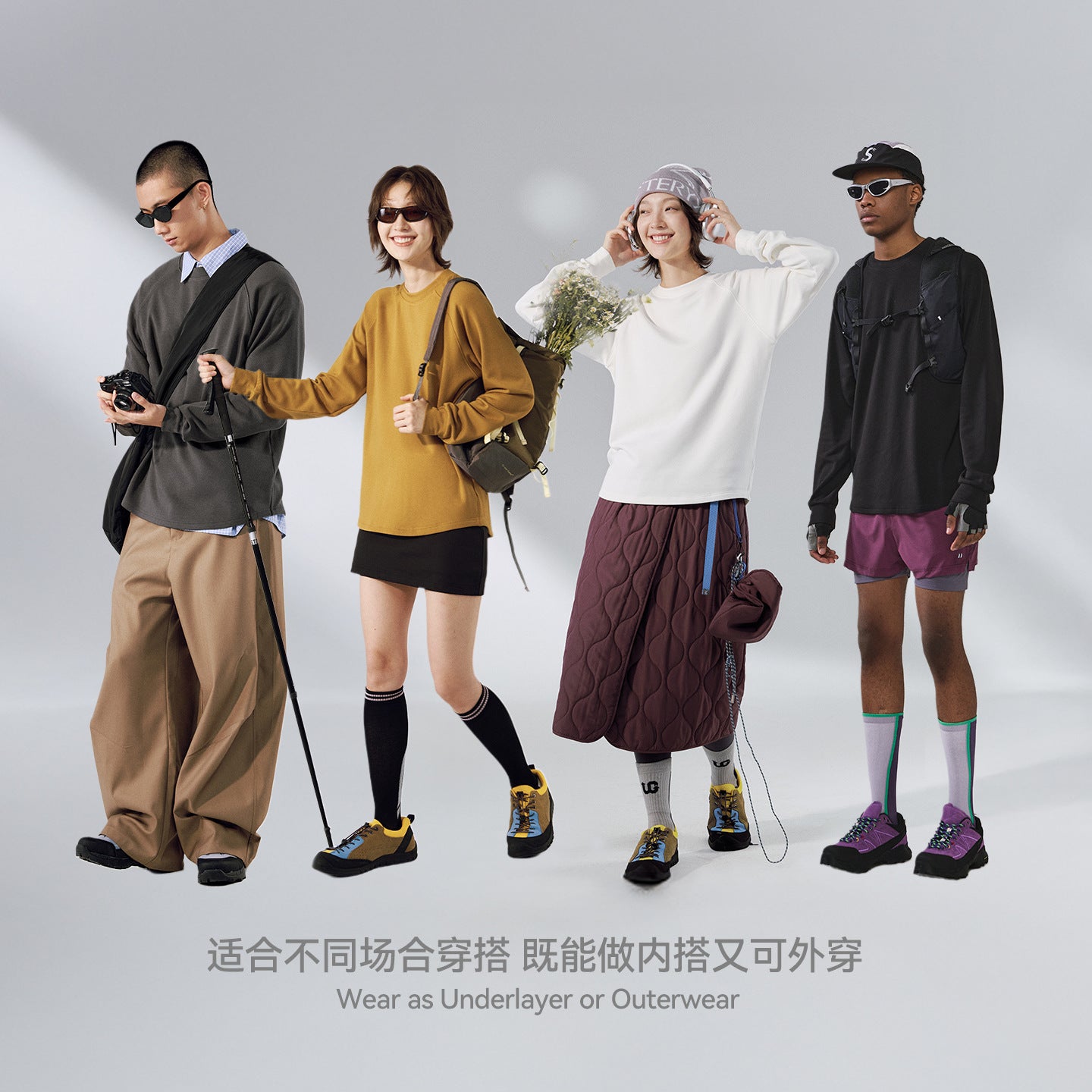Inflation Warm Shoulders Loose Crew Neck Long Sleeves