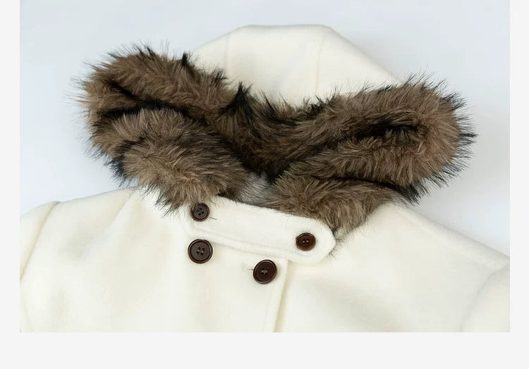 LOVEHEYNEW Double-breasted Hooded Woolen Thick Jacket