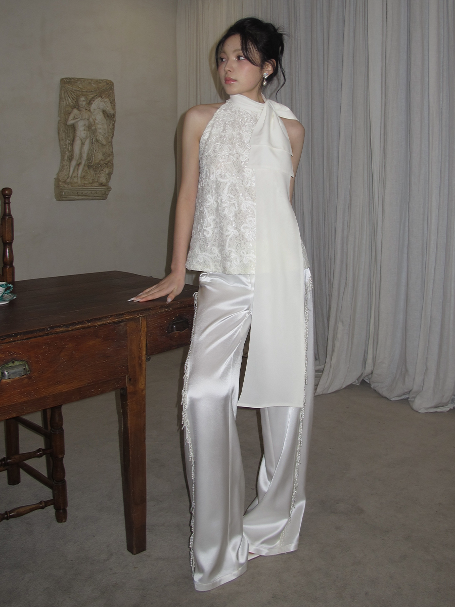 J TheChosen Pearl Irregular Fringed Loose Straight Pants