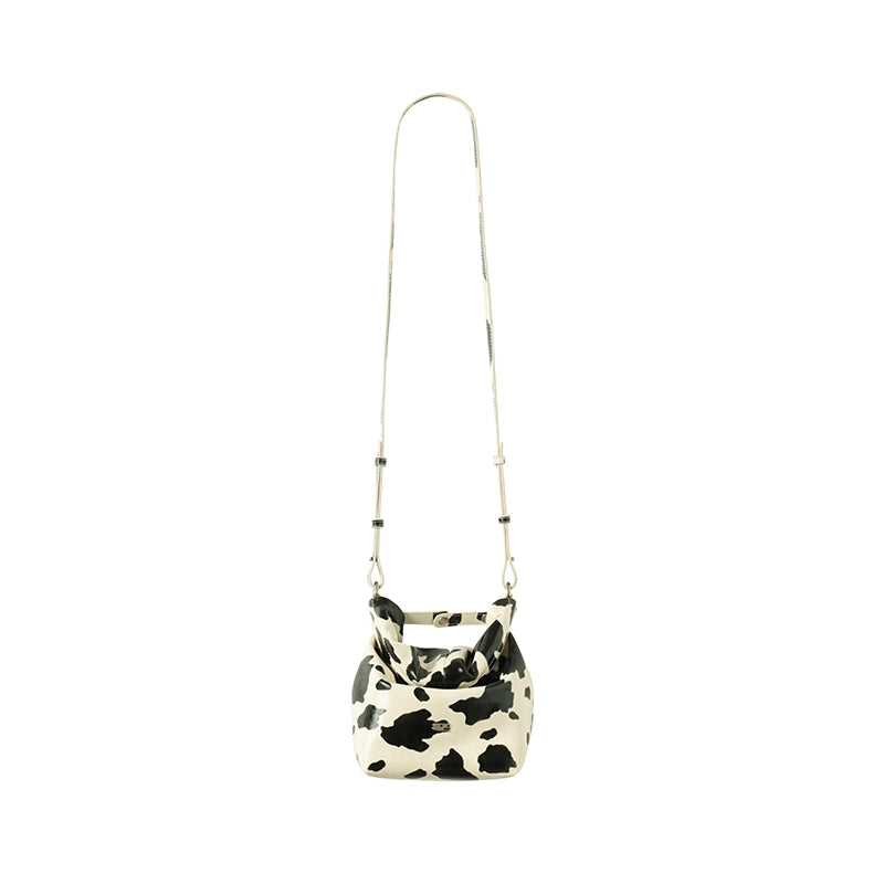 CryingCenter Cow Pattern Mini Folding Portable Messenger Bag