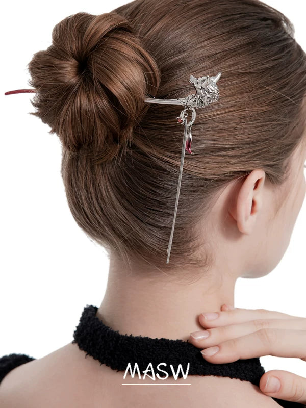 MASW Fox Hairpin Sweet Edgy Vintage Hair Stick
