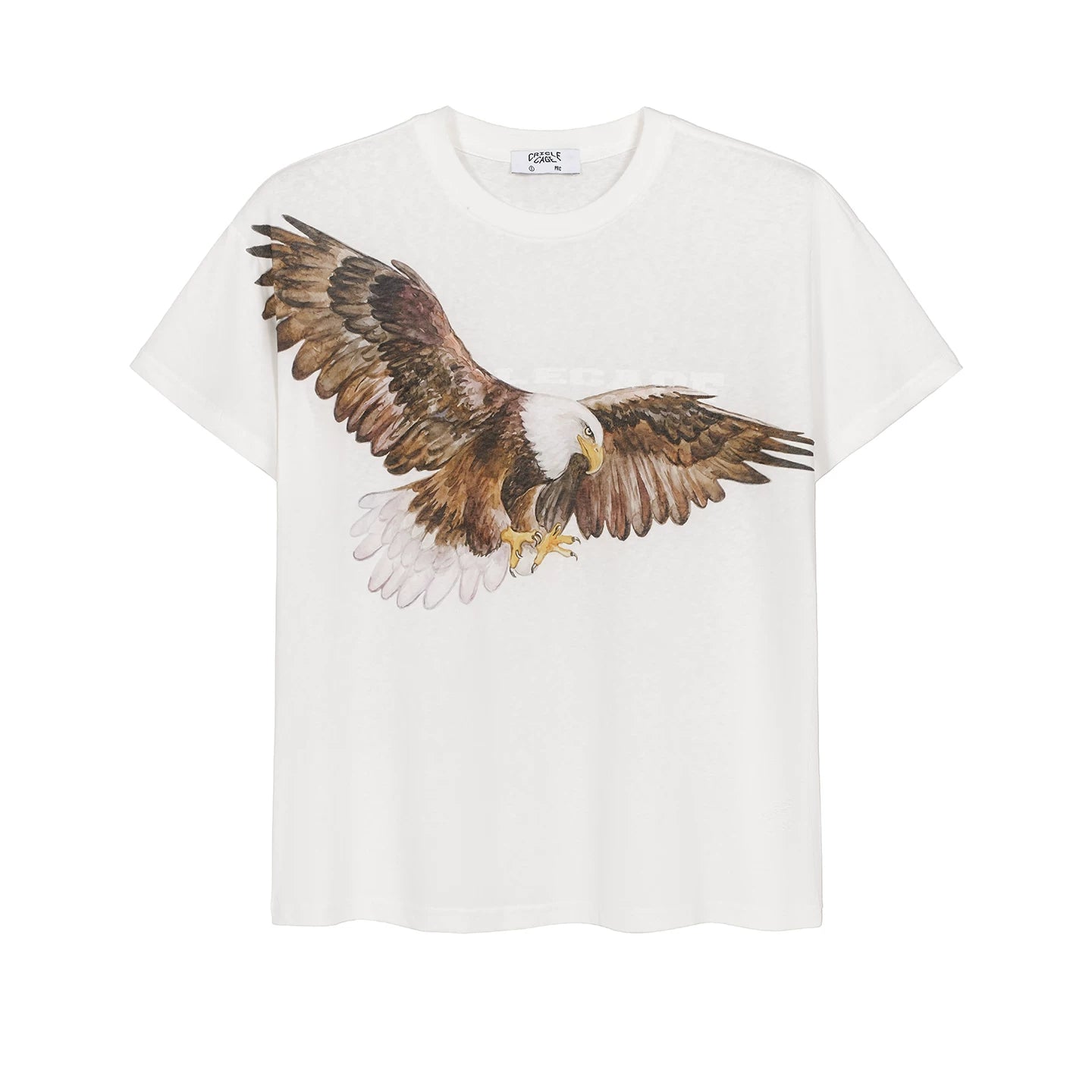 CIRCLECAGE White Eagle Graphic Linen-Blend Short-Sleeve Tee