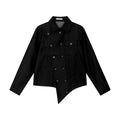 FUNKYFUN Straight Shoulder Thin Soft Denim Double-breasted Jacket