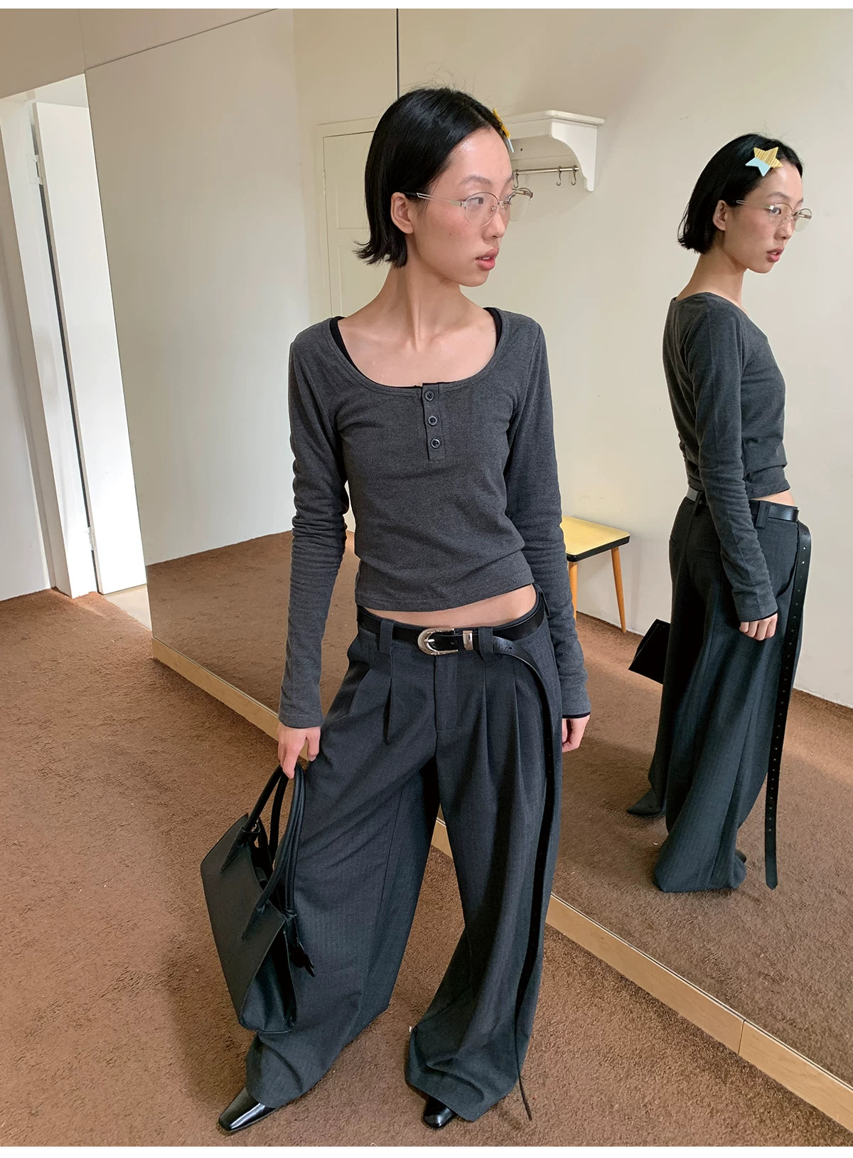 JCAESAR Double-pleated Wide-leg Casual Trousers