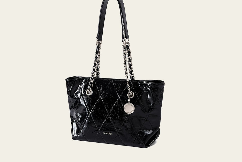 JACD Black Chain Large Capacity Tote Bag