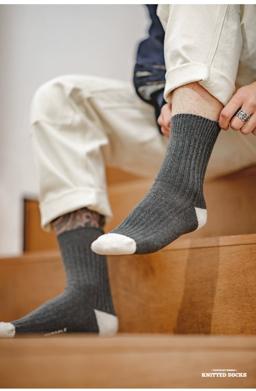 Madden flower yarn knitted medium tube socks t