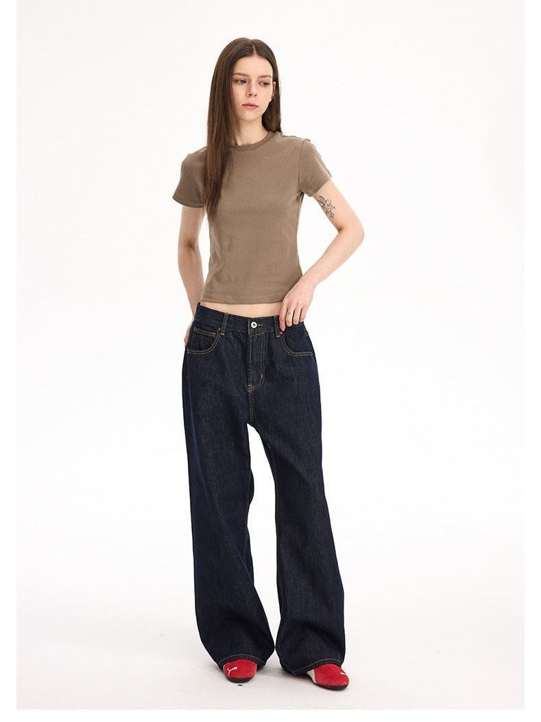 UNF 130z Dark Blue Raw Cow RAW Denim Loose Straight Jeans