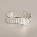 MEZZEM Sterling Silver Wave Wide Open Cuff Bangle
