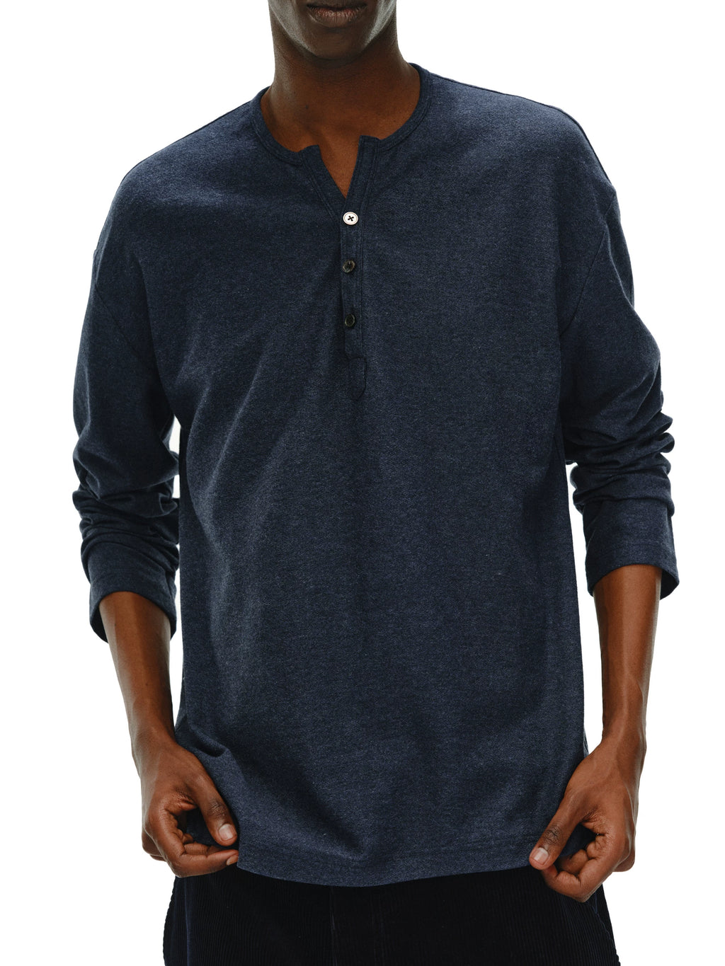 NONRADICAL Henry V Linen-Texture Breathable Long-Sleeve Tee