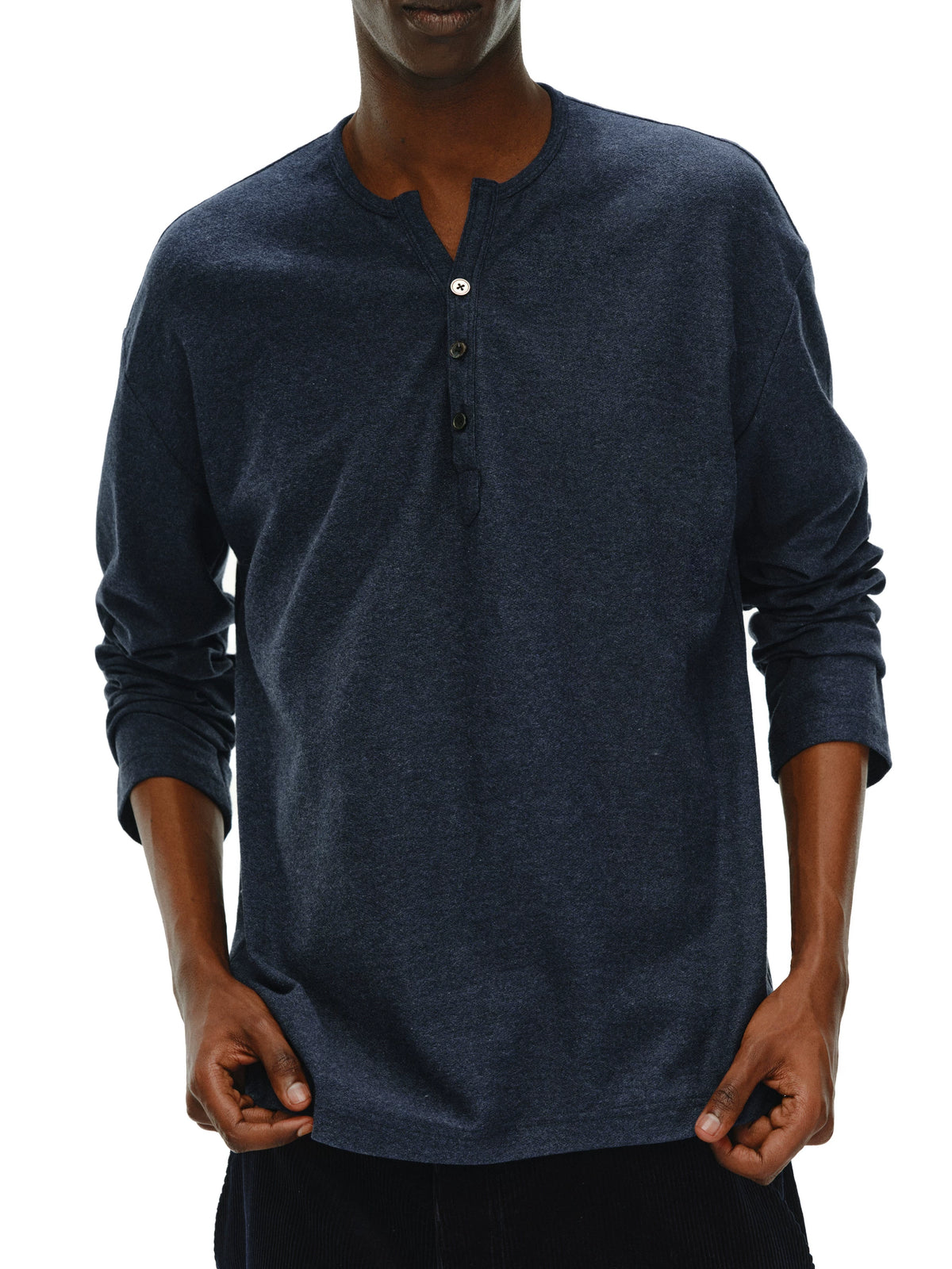 NONRADICAL Henry V Linen-Texture Breathable Long-Sleeve Tee