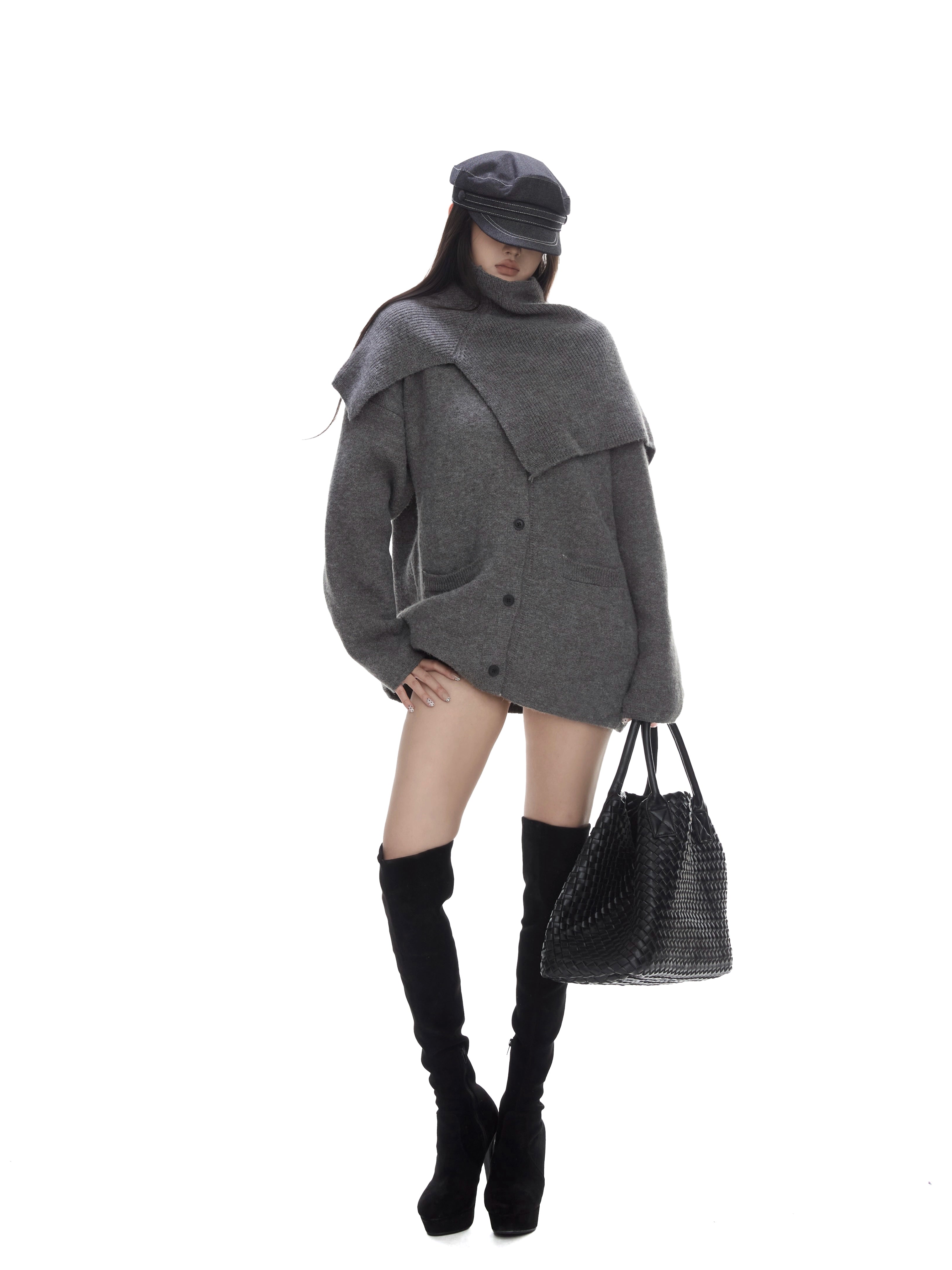 WITHMIN Loose and Thin Casual Turtleneck Shawl