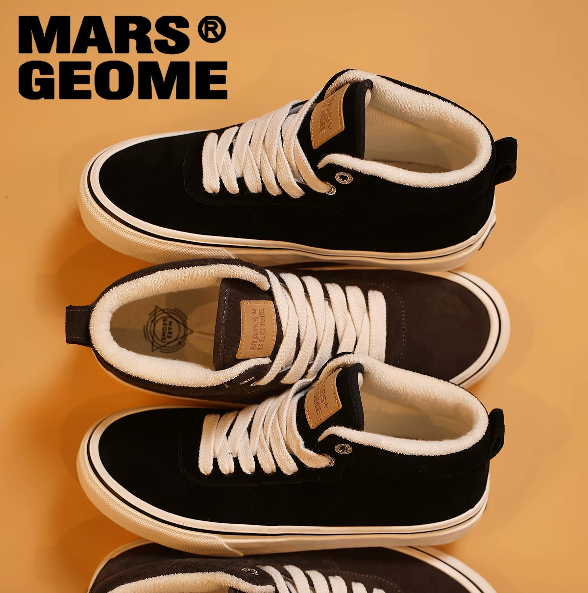 MARS GEOME Mid-top Velvet Leather Board Shoes Cotton Shoes