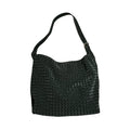 LIMPIDOCULUS Black Handwoven Textured Faux Leather Magnetic Tote Bag