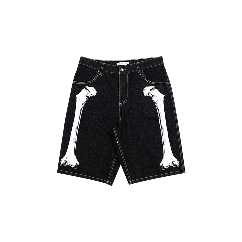 AVENUE&SON Boulevard Retro Loose-Fit Printed Denim Shorts