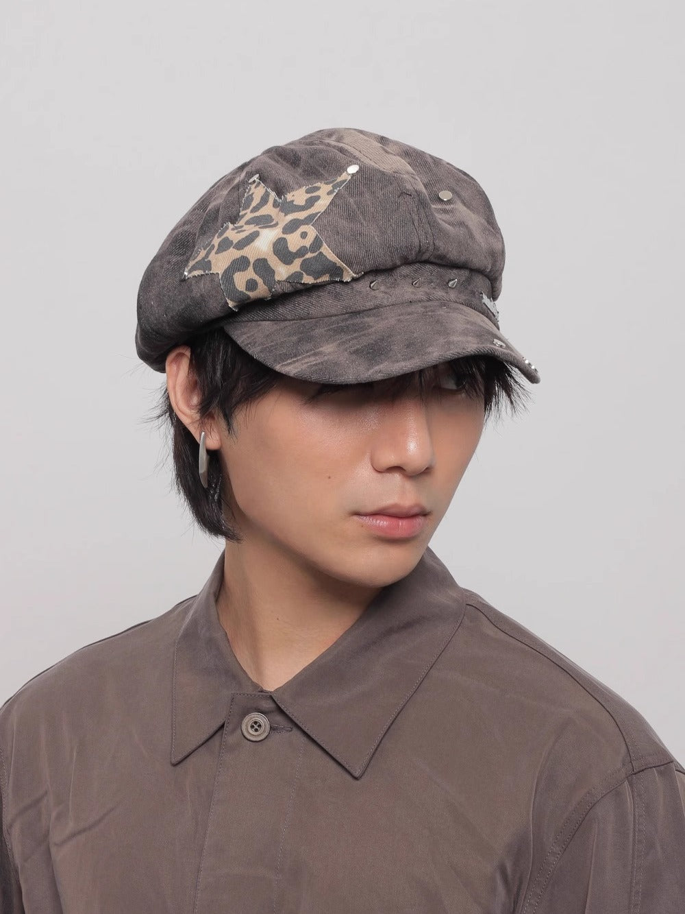 WORLDWIDE/niche Washed Tie-dye Y2k Rivet Beret