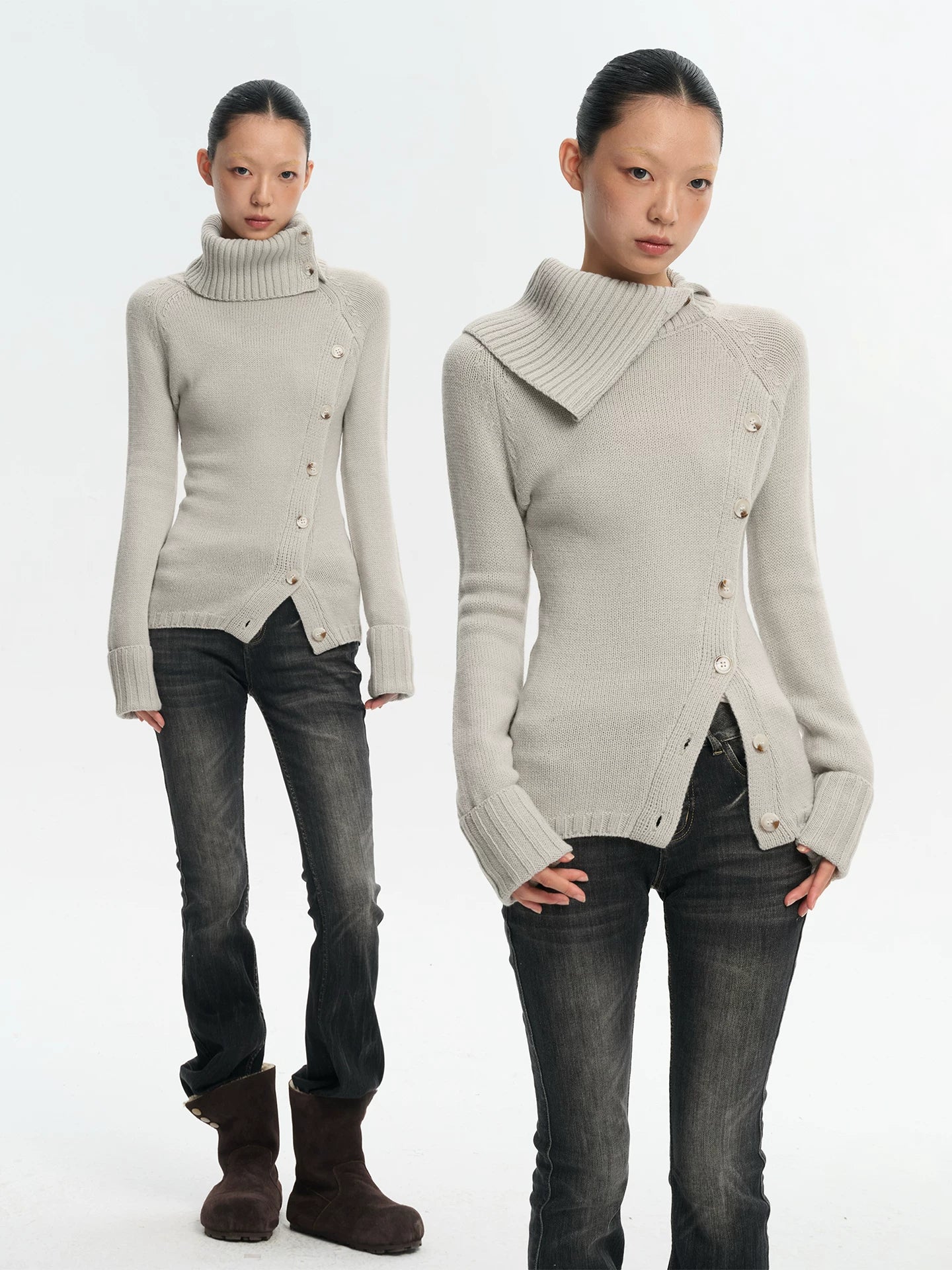 LINY LIBERTY Vintage Turtleneck Slim-fit Knitted Sweater
