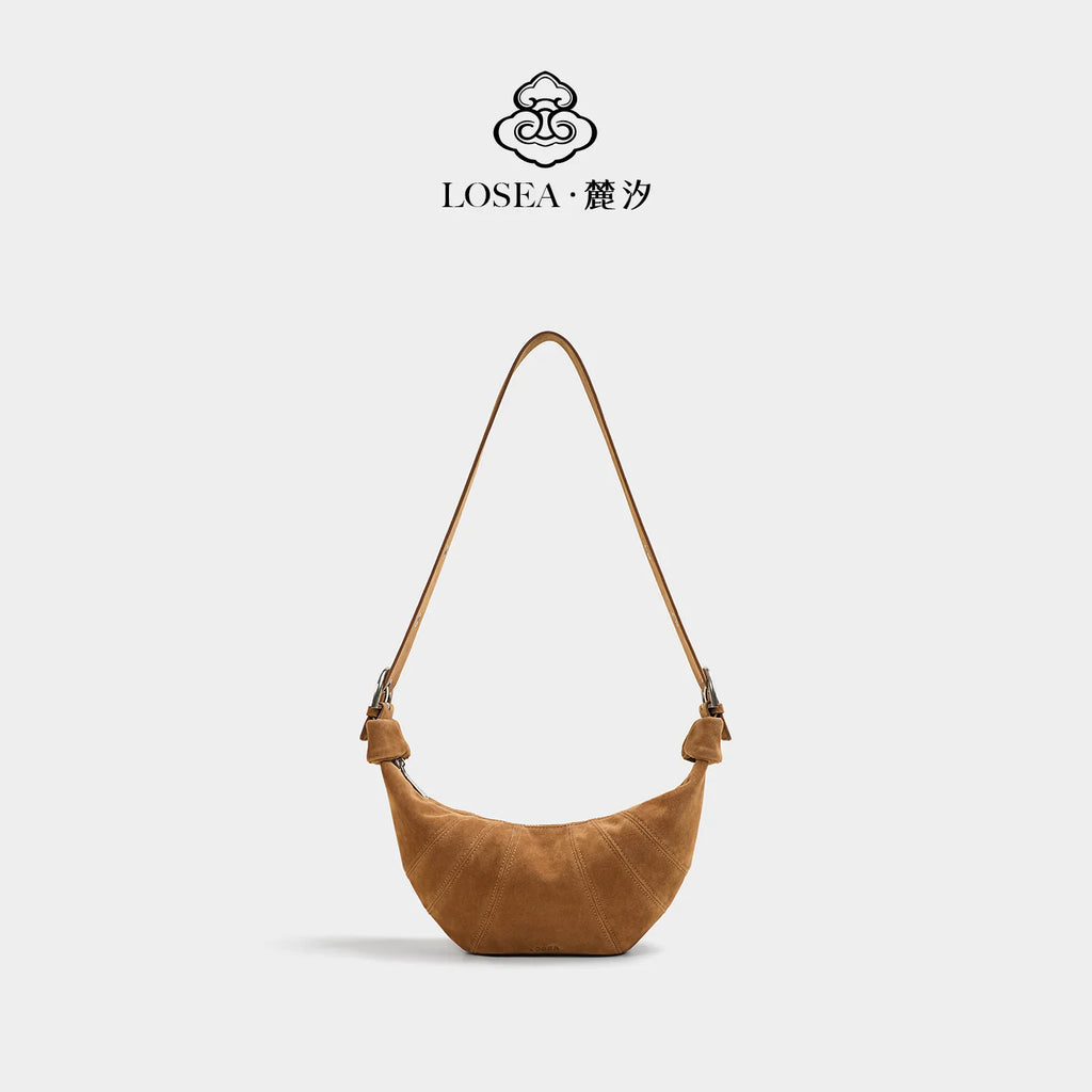 LOSEA Matte Leather Croissant Dumpling Shoulder Crossbody Bag