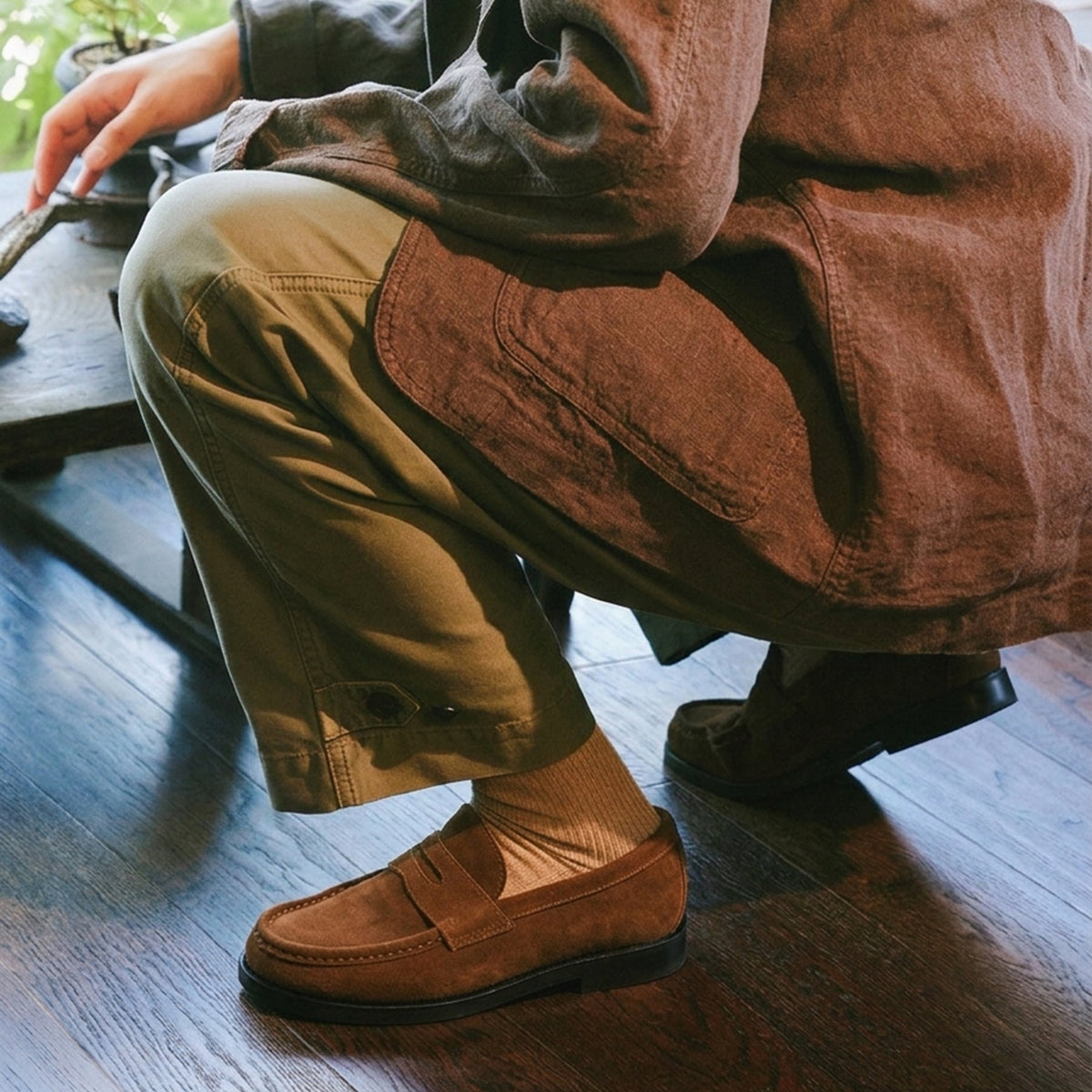 TERRAKOO Leather Slip-On Round-Toe Loafer